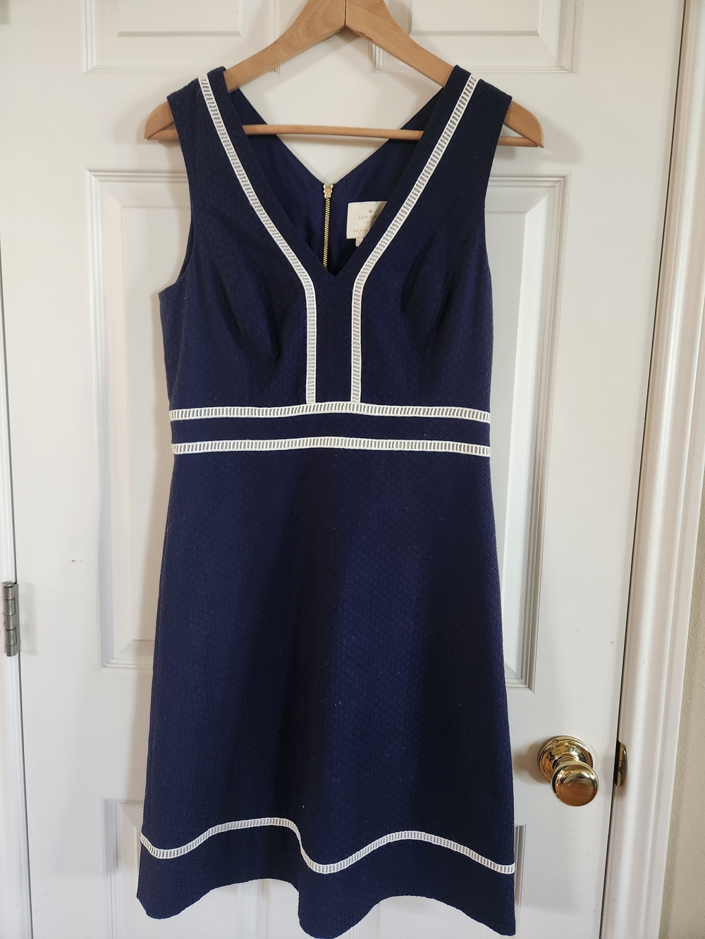 kate spade Navy A-Line Dress with White Trim